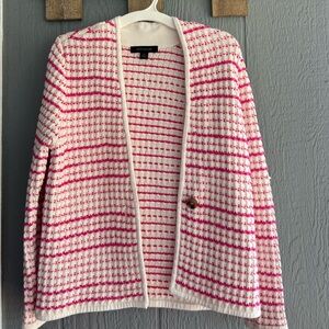 Ann Taylor Pink and White Striped Sweater